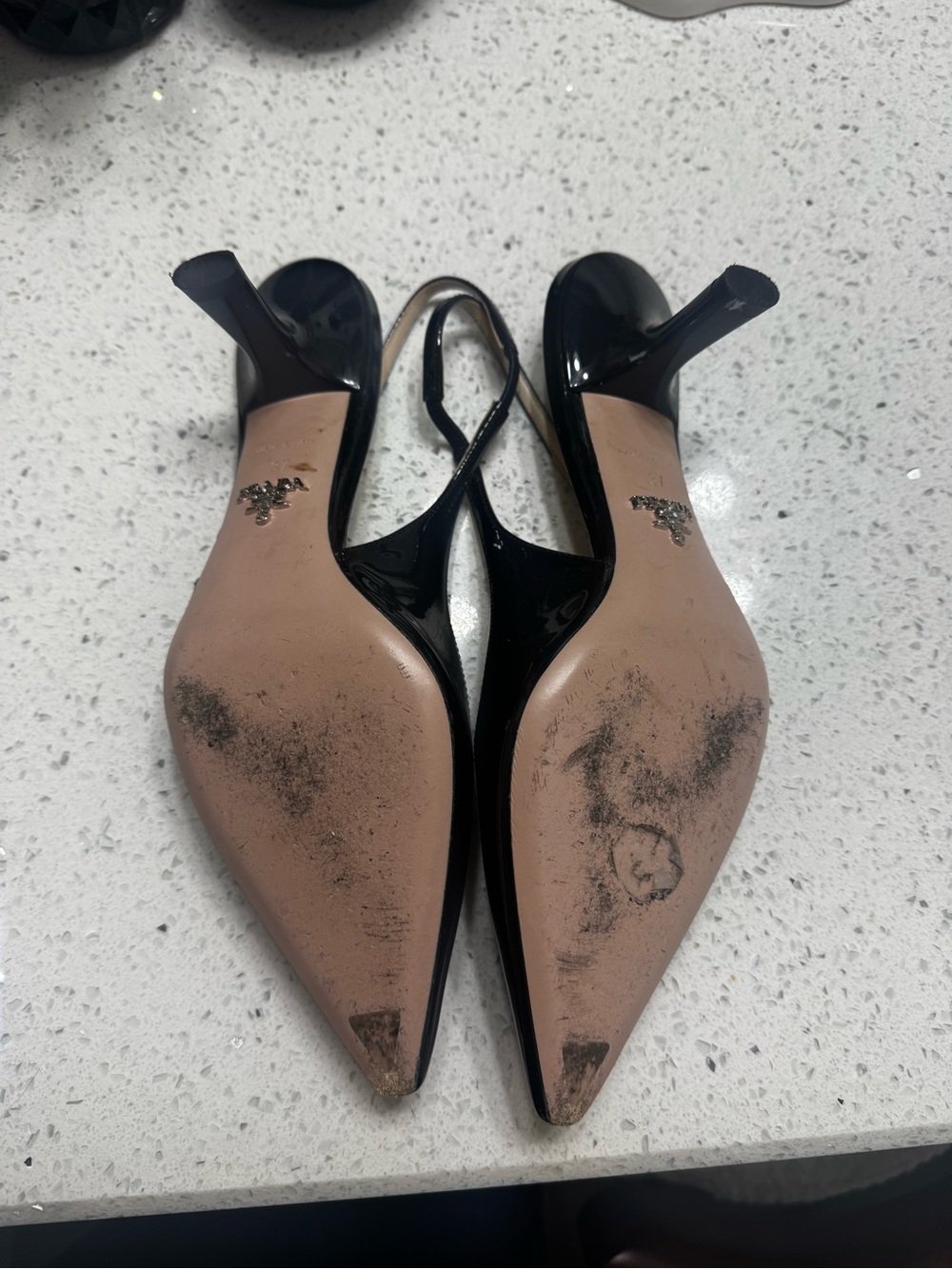 Prada Black Patent Pointed Slingback Pumps - Picture 5 of 5